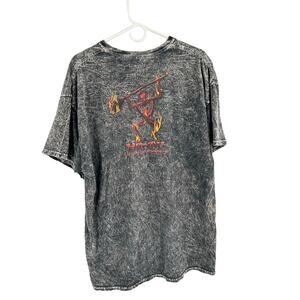 Vintage Hawaiian Lava Gray Red Y2K Black Mineral Acid Wash Short Sleeve Tee XXL